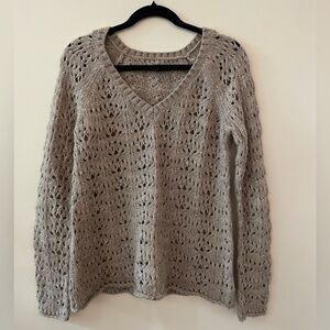 AMERICAN EAGLE OUTFITTERS Crochet Tan Sweater Size Small